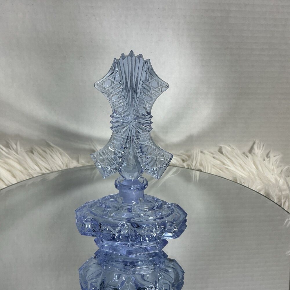 Bottle Czech Bottle for Perfume and Aroma Oils Blueish/ Purple  Glass Art Deco